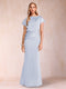 Sheath/Column Scoop Short Sleeves Mother of the Bride Dresses with Ruched