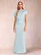 Sheath/Column Scoop Short Sleeves Mother of the Bride Dresses with Ruched
