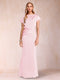 Sheath/Column Scoop Short Sleeves Mother of the Bride Dresses with Ruched