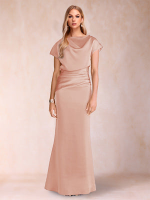 Sheath/Column Scoop Short Sleeves Mother of the Bride Dresses with Ruched