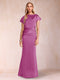 Sheath/Column Scoop Short Sleeves Mother of the Bride Dresses with Ruched