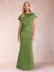 Sheath/Column Scoop Short Sleeves Mother of the Bride Dresses with Ruched