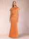 Sheath/Column Scoop Short Sleeves Mother of the Bride Dresses with Ruched