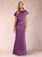 Sheath/Column Scoop Short Sleeves Mother of the Bride Dresses with Ruched
