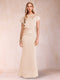 Sheath/Column Scoop Short Sleeves Mother of the Bride Dresses with Ruched
