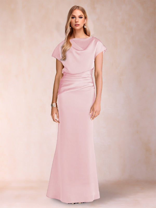 Sheath/Column Scoop Short Sleeves Mother of the Bride Dresses with Ruched