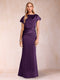 Sheath/Column Scoop Short Sleeves Mother of the Bride Dresses with Ruched