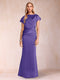 Sheath/Column Scoop Short Sleeves Mother of the Bride Dresses with Ruched
