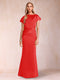 Sheath/Column Scoop Short Sleeves Mother of the Bride Dresses with Ruched