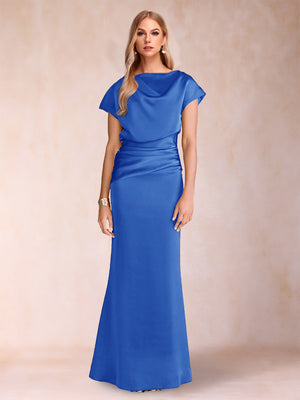 Sheath/Column Scoop Short Sleeves Mother of the Bride Dresses with Ruched