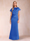 Sheath/Column Scoop Short Sleeves Mother of the Bride Dresses with Ruched