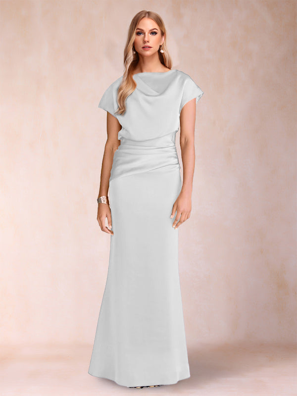 Sheath/Column Scoop Short Sleeves Mother of the Bride Dresses with Ruched
