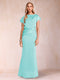 Sheath/Column Scoop Short Sleeves Mother of the Bride Dresses with Ruched