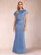 Sheath/Column Scoop Short Sleeves Mother of the Bride Dresses with Ruched