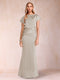 Sheath/Column Scoop Short Sleeves Mother of the Bride Dresses with Ruched