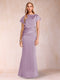 Sheath/Column Scoop Short Sleeves Mother of the Bride Dresses with Ruched