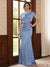 Sheath/Column Scoop Short Sleeves Floor-Length Mother of the Bride Dresses with Ruched
