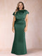 Sheath/Column Scoop Short Sleeves Plus Size Mother of the Bride Dresses with Ruched