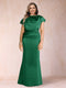 Sheath/Column Scoop Short Sleeves Plus Size Mother of the Bride Dresses with Ruched