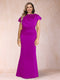 Sheath/Column Scoop Short Sleeves Plus Size Mother of the Bride Dresses with Ruched