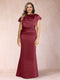 Sheath/Column Scoop Short Sleeves Plus Size Mother of the Bride Dresses with Ruched