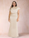 Sheath/Column Scoop Short Sleeves Plus Size Mother of the Bride Dresses with Ruched