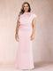 Sheath/Column Scoop Short Sleeves Plus Size Mother of the Bride Dresses with Ruched