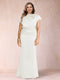Sheath/Column Scoop Short Sleeves Plus Size Mother of the Bride Dresses with Ruched