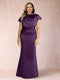 Sheath/Column Scoop Short Sleeves Plus Size Mother of the Bride Dresses with Ruched