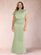 Sheath/Column Scoop Short Sleeves Plus Size Mother of the Bride Dresses with Ruched