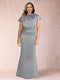 Sheath/Column Scoop Short Sleeves Plus Size Mother of the Bride Dresses with Ruched