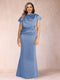 Sheath/Column Scoop Short Sleeves Plus Size Mother of the Bride Dresses with Ruched