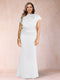 Sheath/Column Scoop Short Sleeves Plus Size Mother of the Bride Dresses with Ruched