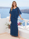 Sheath/Column Chiffon V-Neck Half Sleeves Mother of the Bride Dresses with Split Side