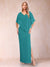 Sheath/Column Chiffon V-Neck Half Sleeves Mother of the Bride Dresses with Split Side