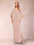 Sheath/Column Chiffon V-Neck Half Sleeves Mother of the Bride Dresses with Split Side