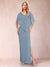 Sheath/Column Chiffon V-Neck Half Sleeves Mother of the Bride Dresses with Split Side