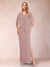 Sheath/Column Chiffon V-Neck Half Sleeves Mother of the Bride Dresses with Split Side