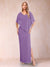 Sheath/Column Chiffon V-Neck Half Sleeves Mother of the Bride Dresses with Split Side
