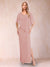 Sheath/Column Chiffon V-Neck Half Sleeves Mother of the Bride Dresses with Split Side