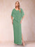 Sheath/Column Chiffon V-Neck Half Sleeves Mother of the Bride Dresses with Split Side