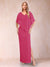 Sheath/Column Chiffon V-Neck Half Sleeves Mother of the Bride Dresses with Split Side