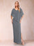 Sheath/Column Chiffon V-Neck Half Sleeves Mother of the Bride Dresses with Split Side