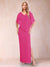 Sheath/Column Chiffon V-Neck Half Sleeves Mother of the Bride Dresses with Split Side