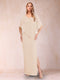 Sheath/Column Chiffon V-Neck Half Sleeves Mother of the Bride Dresses with Split Side
