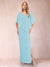 Sheath/Column Chiffon V-Neck Half Sleeves Mother of the Bride Dresses with Split Side