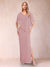 Sheath/Column Chiffon V-Neck Half Sleeves Mother of the Bride Dresses with Split Side
