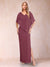 Sheath/Column Chiffon V-Neck Half Sleeves Mother of the Bride Dresses with Split Side