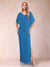 Sheath/Column Chiffon V-Neck Half Sleeves Mother of the Bride Dresses with Split Side