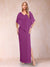 Sheath/Column Chiffon V-Neck Half Sleeves Mother of the Bride Dresses with Split Side